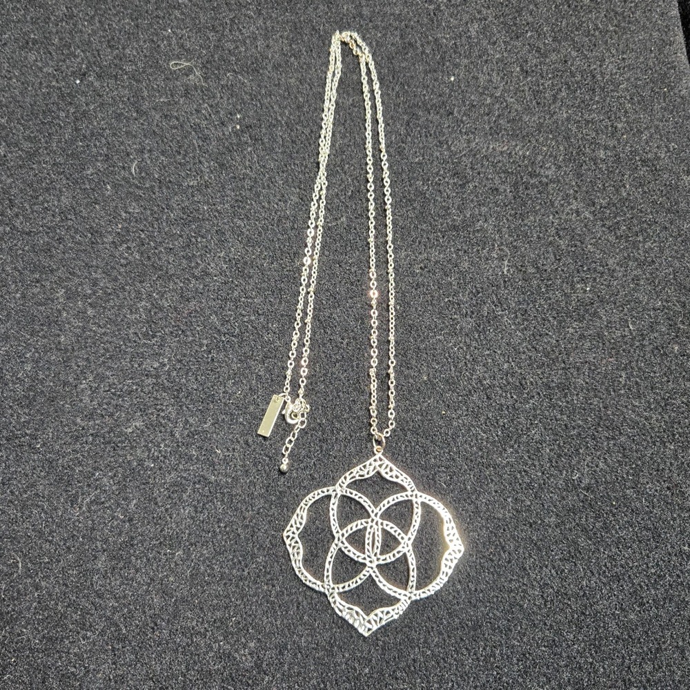 Vintage‎ Kendra Scott Filigree Logo Pendant 16in Necklace Adjustable
